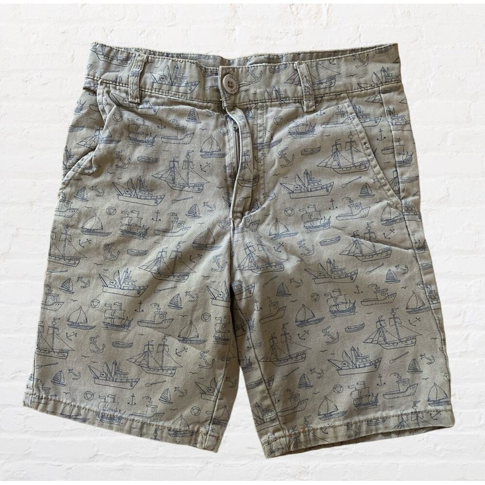 Craft + Flow boys nautical boat print khaki shorts